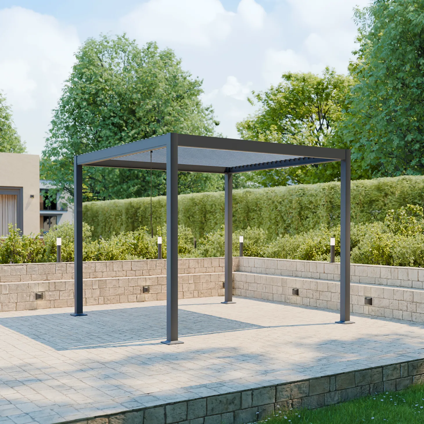 Pergola met lamellendak 3x3m van aluminium en staal met verstelbare lamellen