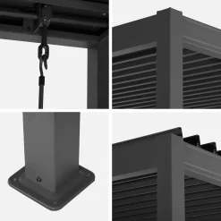 Pergola met lamellendak 3x3m van aluminium en staal met verstelbare lamellen