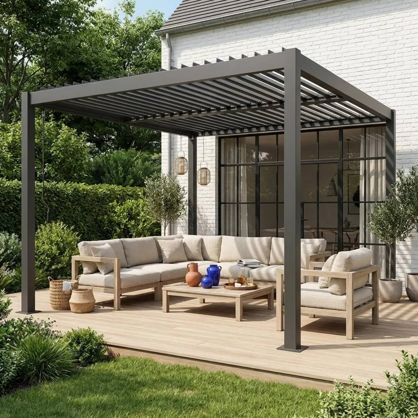 Pergola met lamellendak 3,6x3,6m verstelbare lamellen