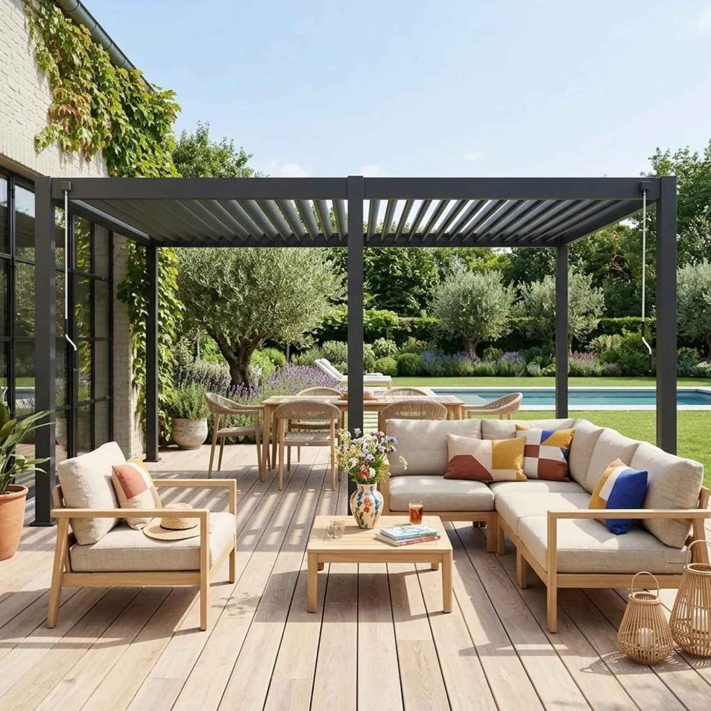 Pergola met lamellendak 6x3m verstelbare lamellen