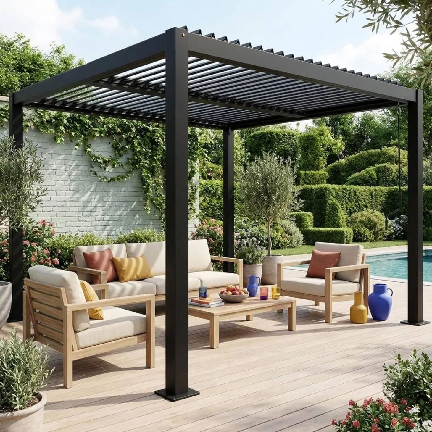 Pergola met lamellendak 3x3m verstelbare lamellen
