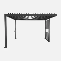 Pergola met lamellendak 3,5x3,5m verstelbare lamellen met geïntegreerde lamellenwand
