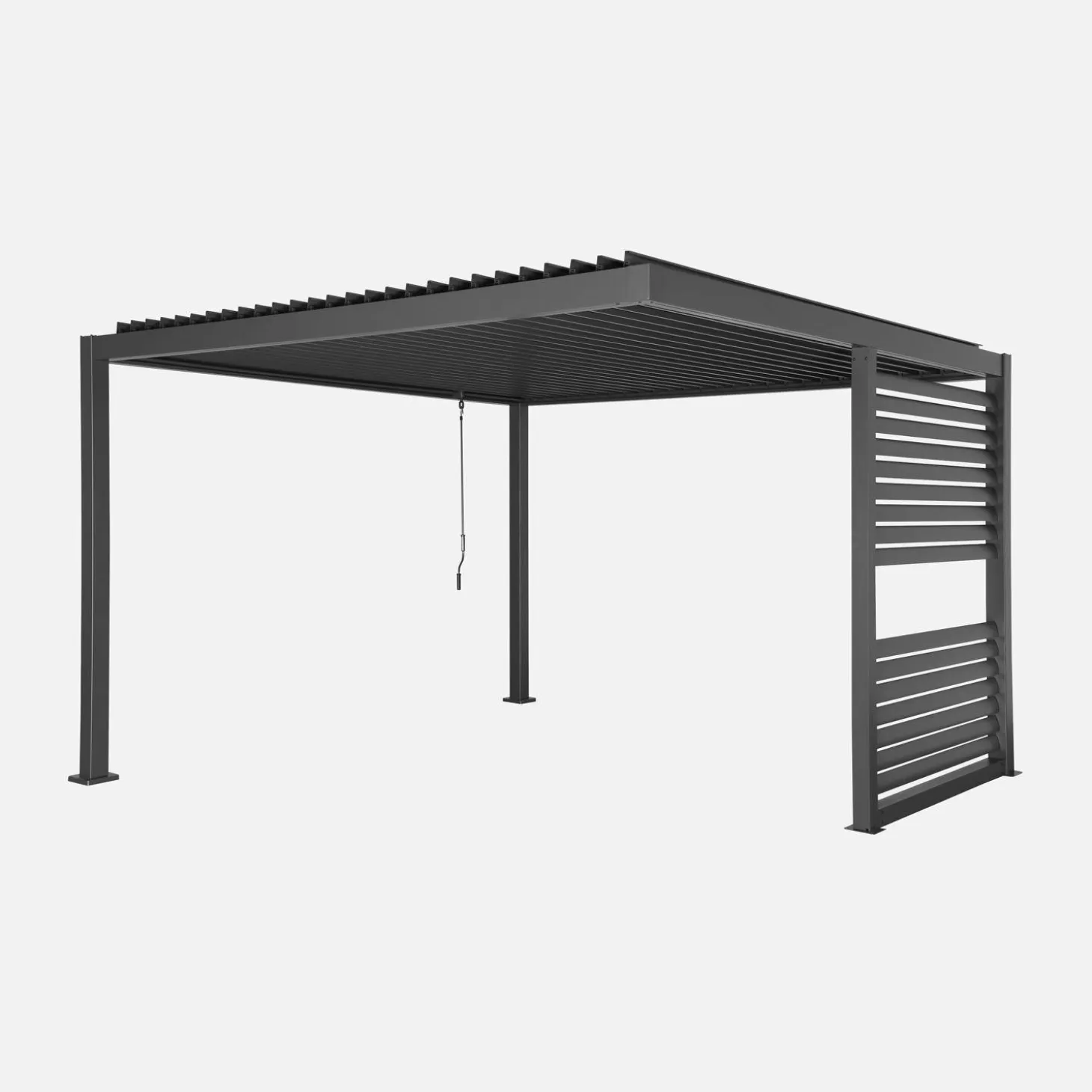Pergola met lamellendak 3,5x3,5m verstelbare lamellen met geïntegreerde lamellenwand