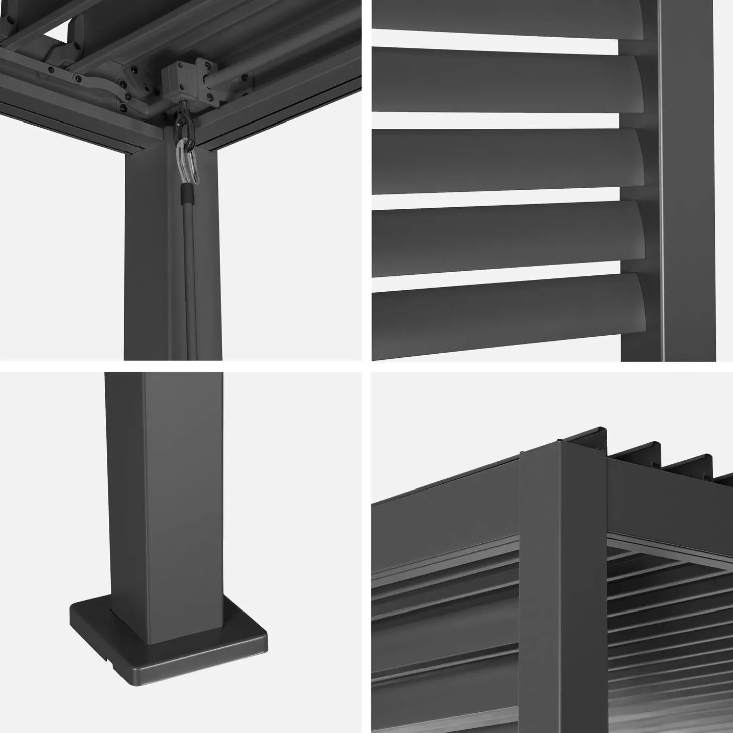 Pergola met lamellendak 3,5x3,5m verstelbare lamellen met geïntegreerde lamellenwand