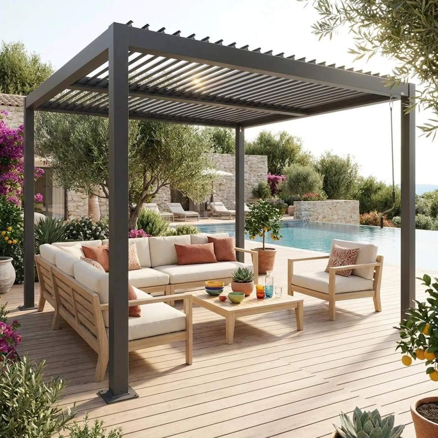 Pergola met lamellendak 3x3m verstelbare lamellen