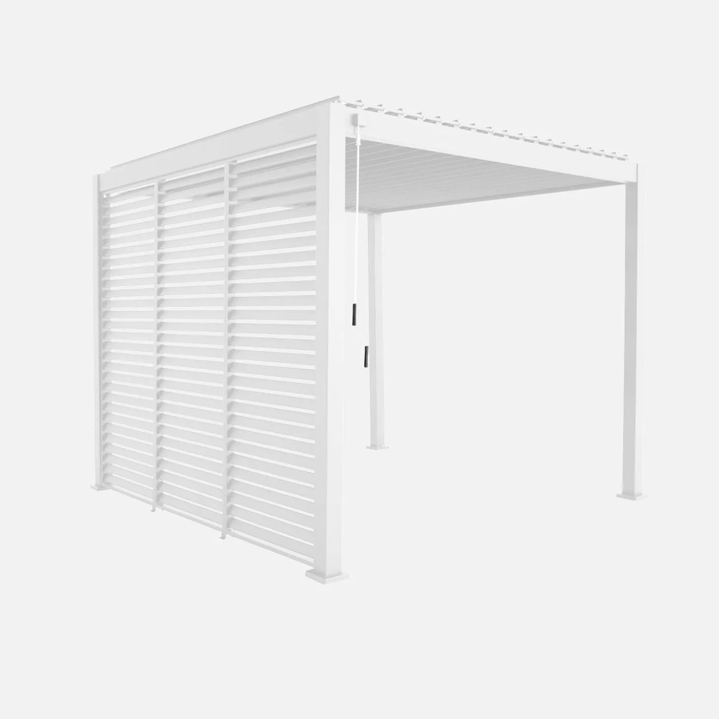 Pergola met lamellendak 3x3m V2 met 3 vaste lamellenwanden 100cm