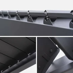 Pergola met lamellendak 3x3m V2 met 3 vaste lamellenwanden 100cm