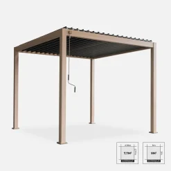 Pergola met lamellendak 3x3m V2 verstelbare lamellen