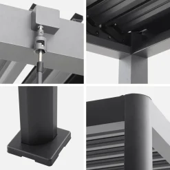Pergola met verstelbaar lamellendak aluminium en staal 3x3m