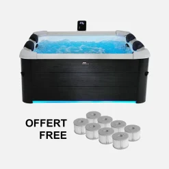 6-persoons vaste spa 180cm grijs hydromassages 4 kussens 8 filters afdekzeil