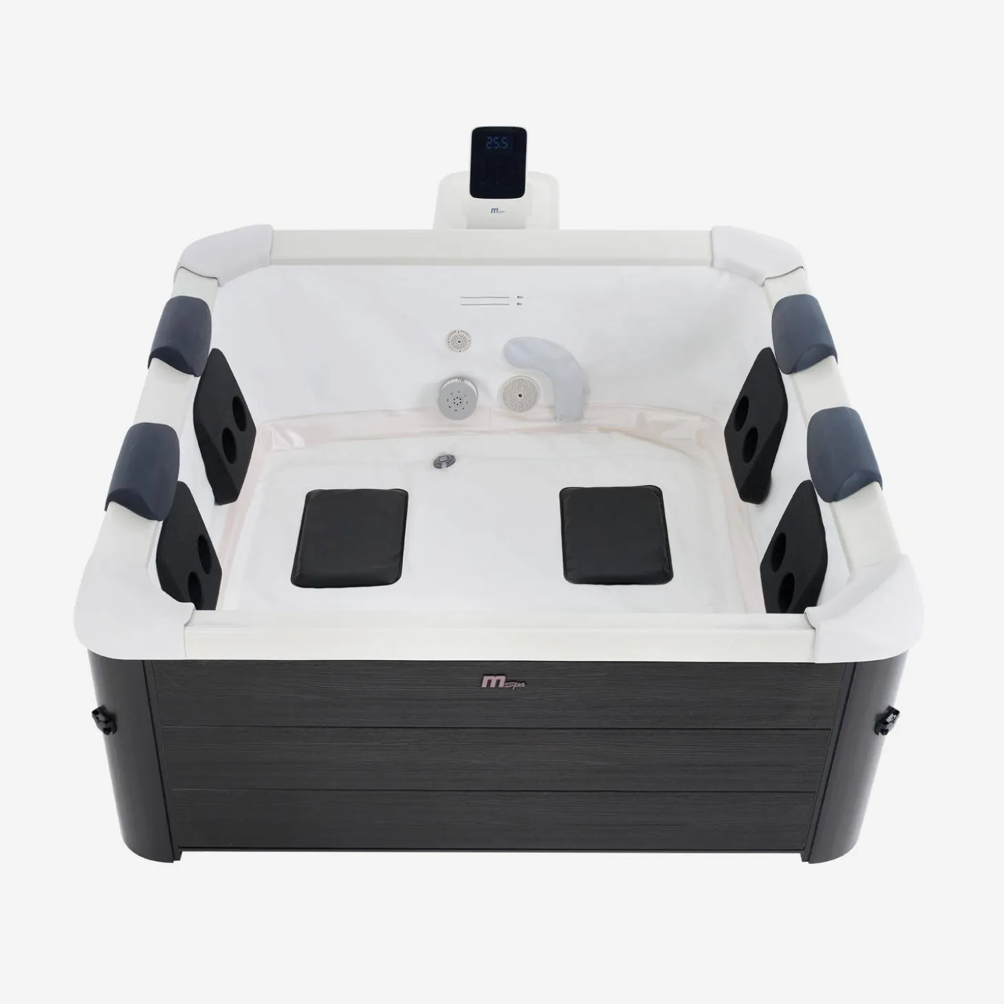6-persoons vaste spa 180cm grijs hydromassages 4 kussens 8 filters afdekzeil