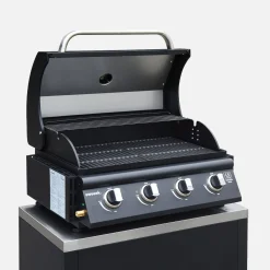 4-pits gasbarbecue en 5 buitenkeukenmodules roestvrij staal
