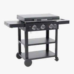 3-pits gasplancha van roestvrij staal 12kW met trolley