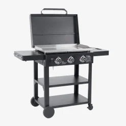 3-pits gasplancha van roestvrij staal 12kW met trolley