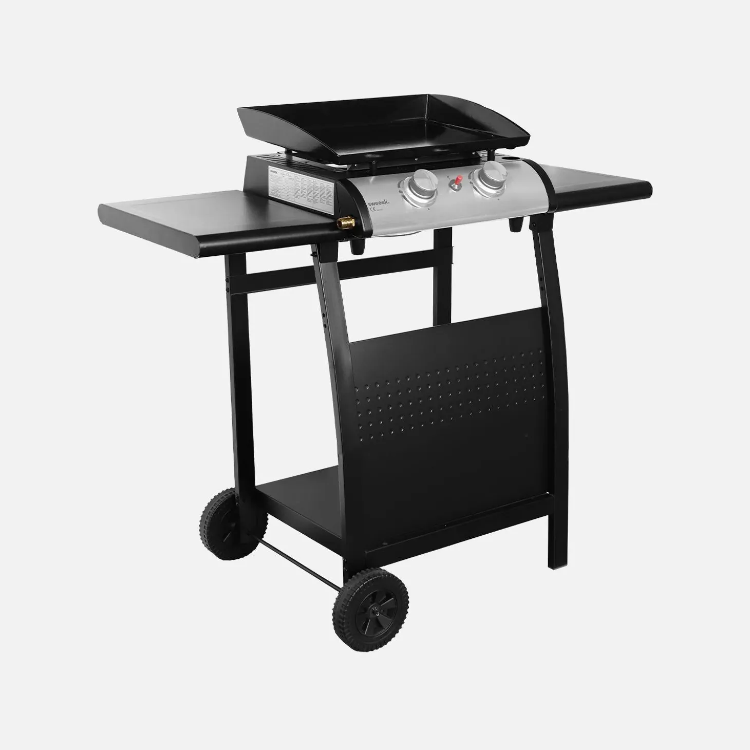 Plancha gas 2 branders roestvrij staal 5kW met trolley
