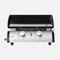 Plancha gas 2 branders roestvrij staal 5kW met trolley