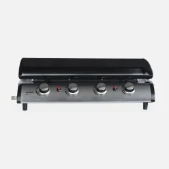 Plancha gas 4 branders roestvrij staal 10kW met trolley