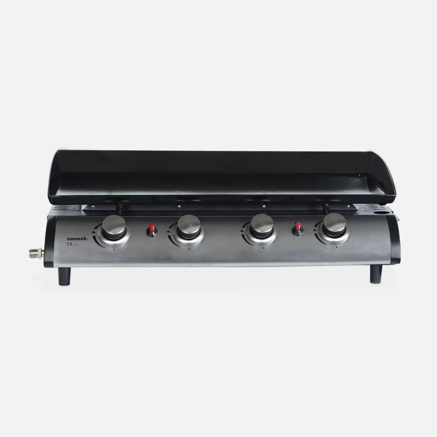Plancha gas 4 branders roestvrij staal 10kW met trolley