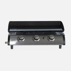 Plancha gas 3 branders roestvrij staal 7,5kW met trolley