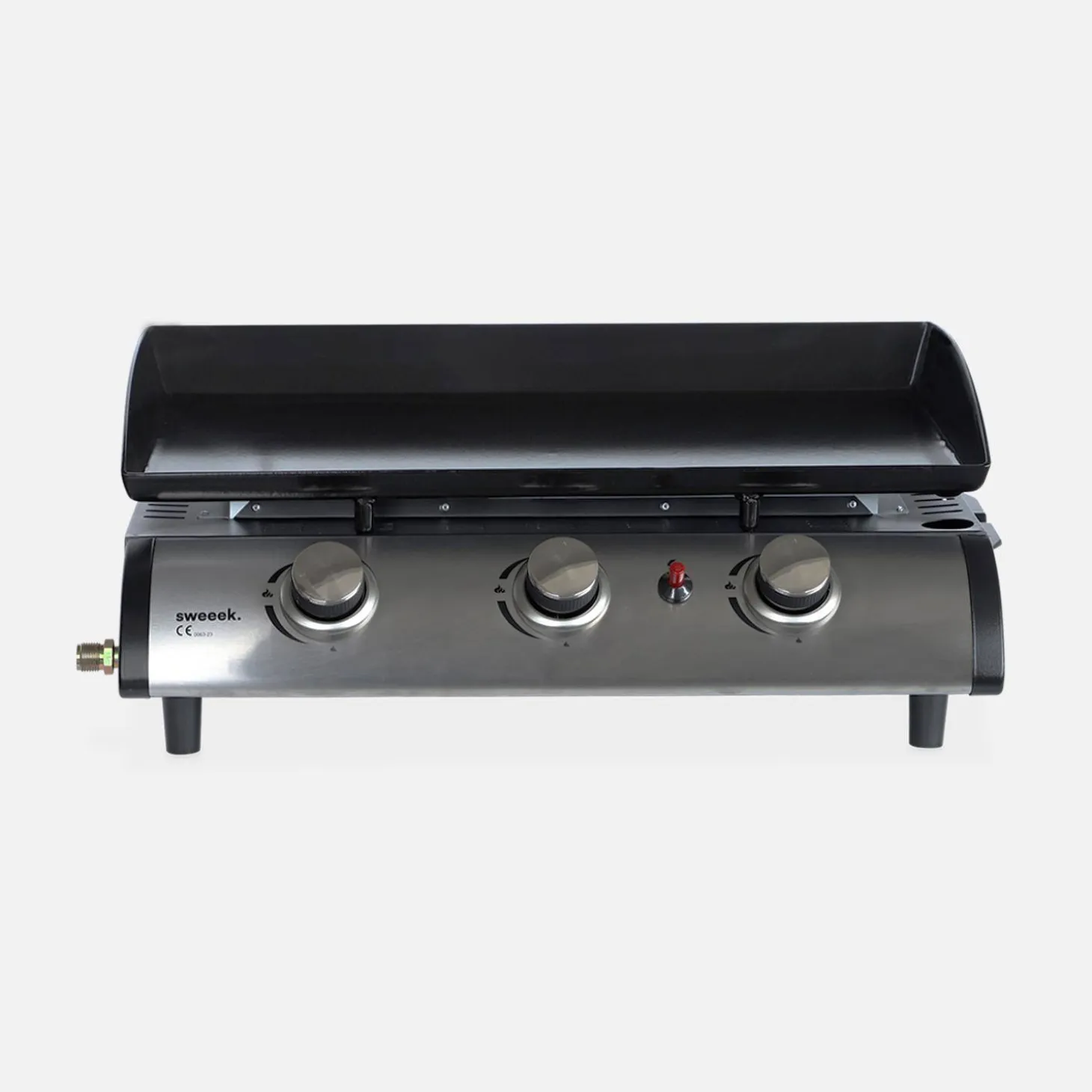 Plancha gas 3 branders roestvrij staal 7,5kW met trolley