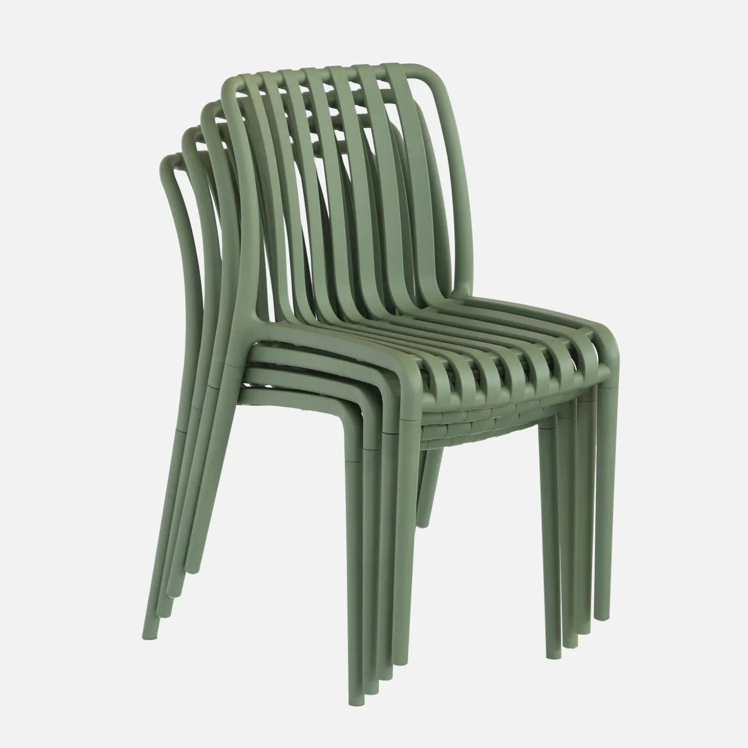 Plastic tuinstoel, stapelbaar (set van 4)