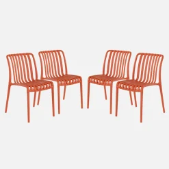 Plastic tuinstoel, stapelbaar (set van 4)