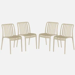 Plastic tuinstoel, stapelbaar (set van 4)