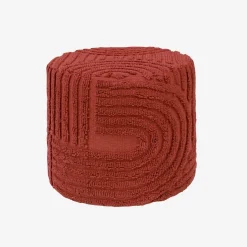 Poef rond met getufte bouclé