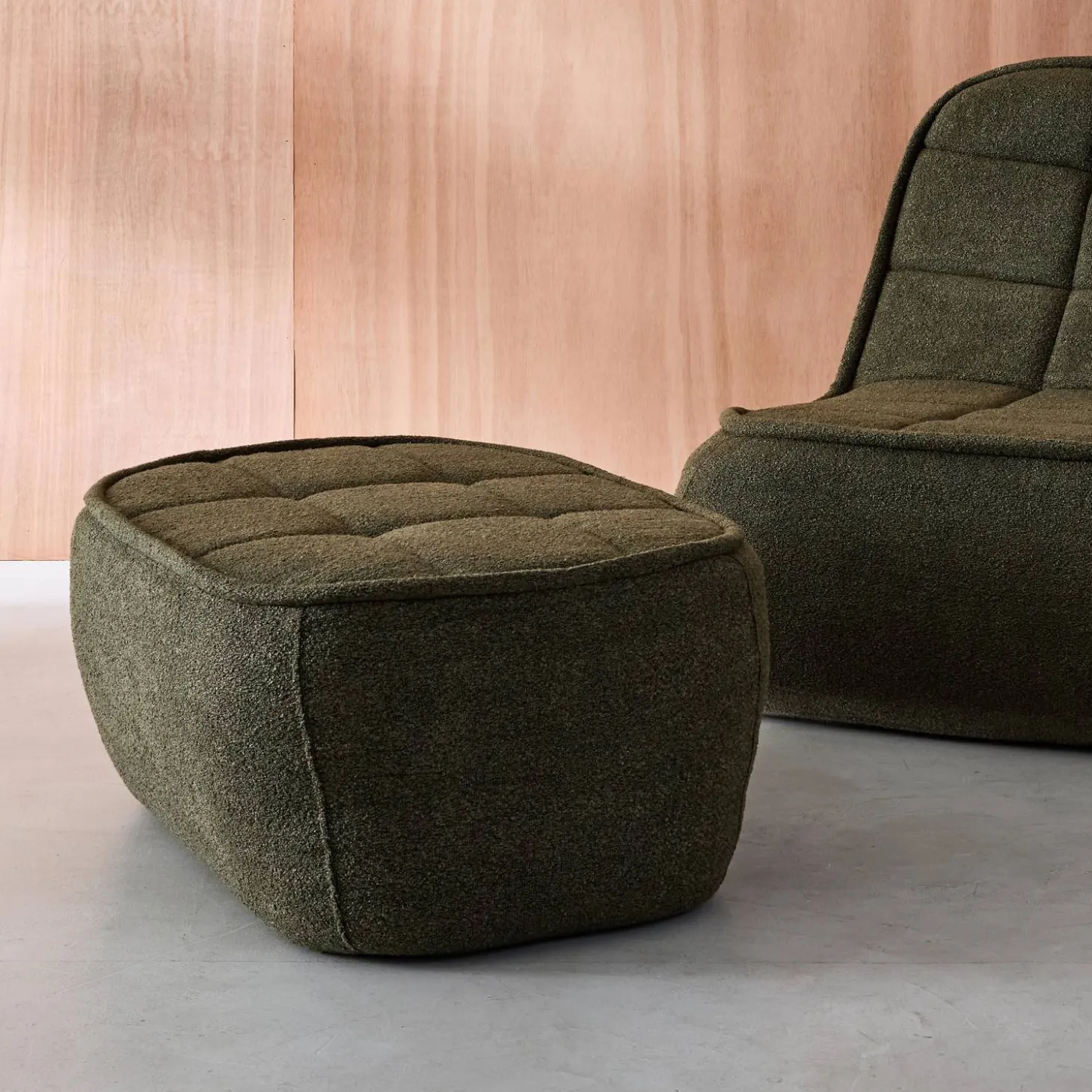 Poef, voetenbank voor Boni fauteuil bouclé stof 1 zitplaats