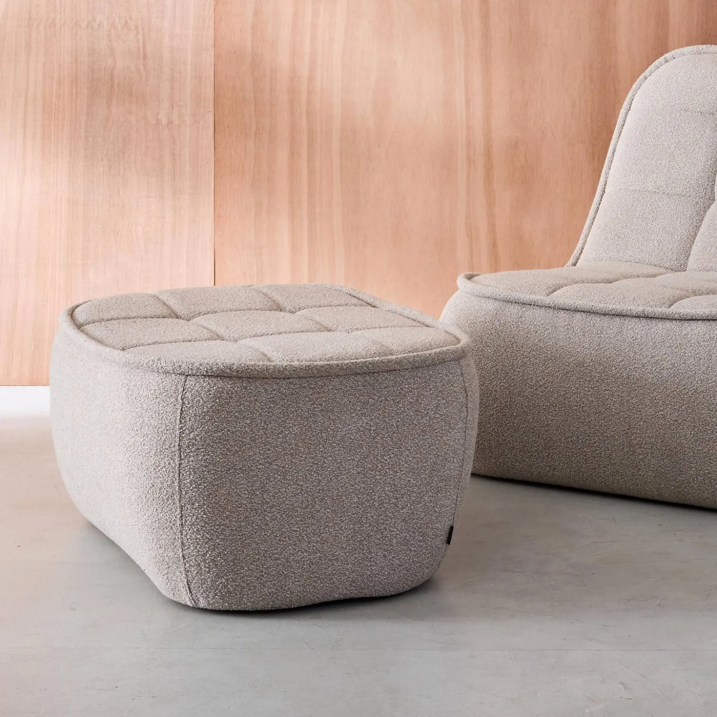 Poef, voetenbank voor Boni fauteuil bouclé stof 1 zitplaats