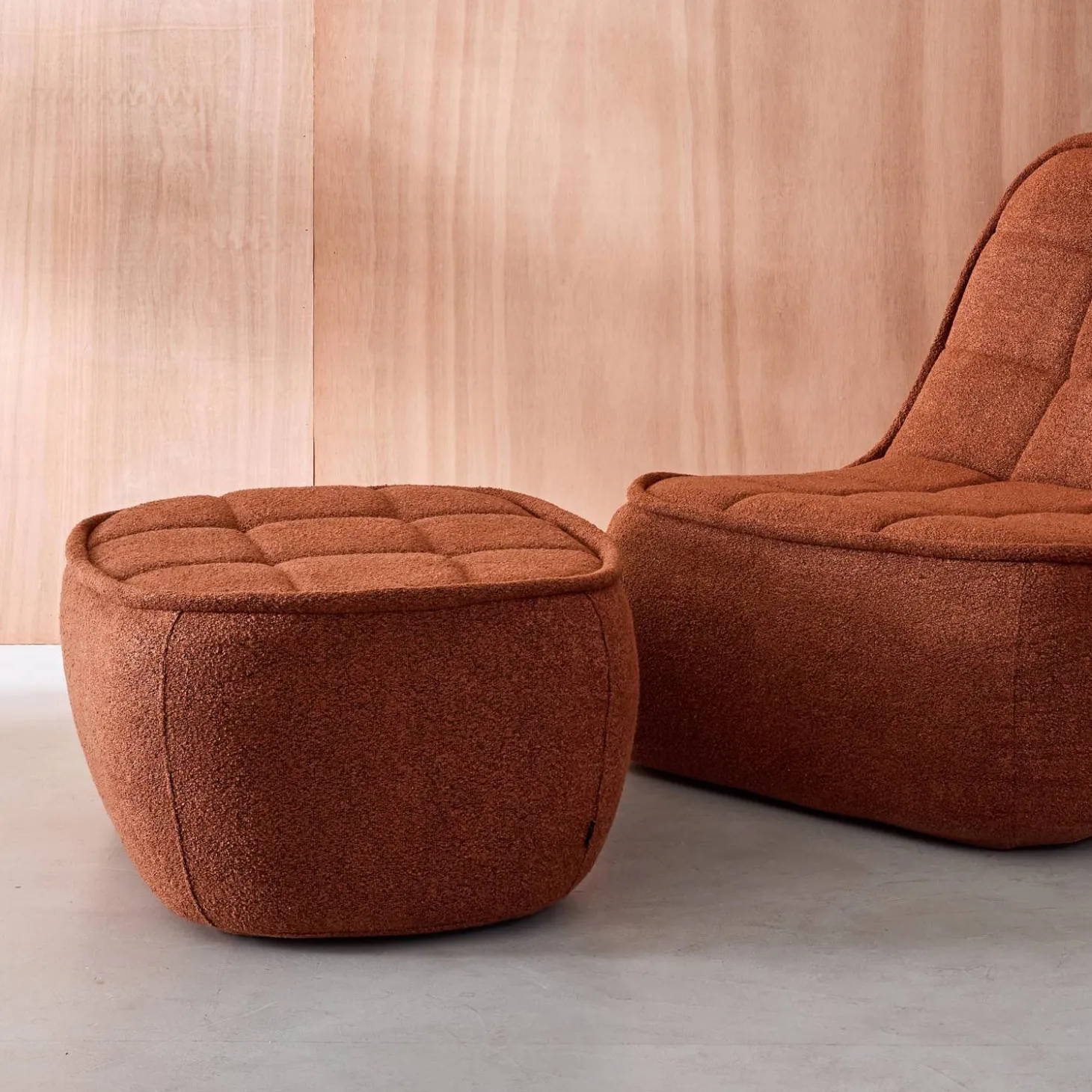 Poef, voetenbank voor Boni fauteuil bouclé stof 1 zitplaats