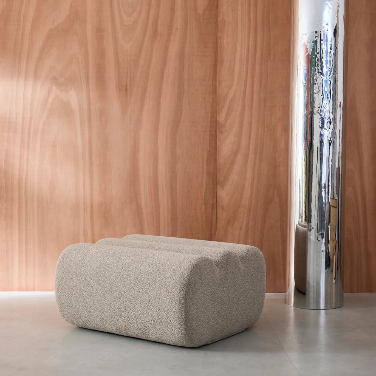 Poef, voetenbank voor Nova fauteuil getextureerde bouclé