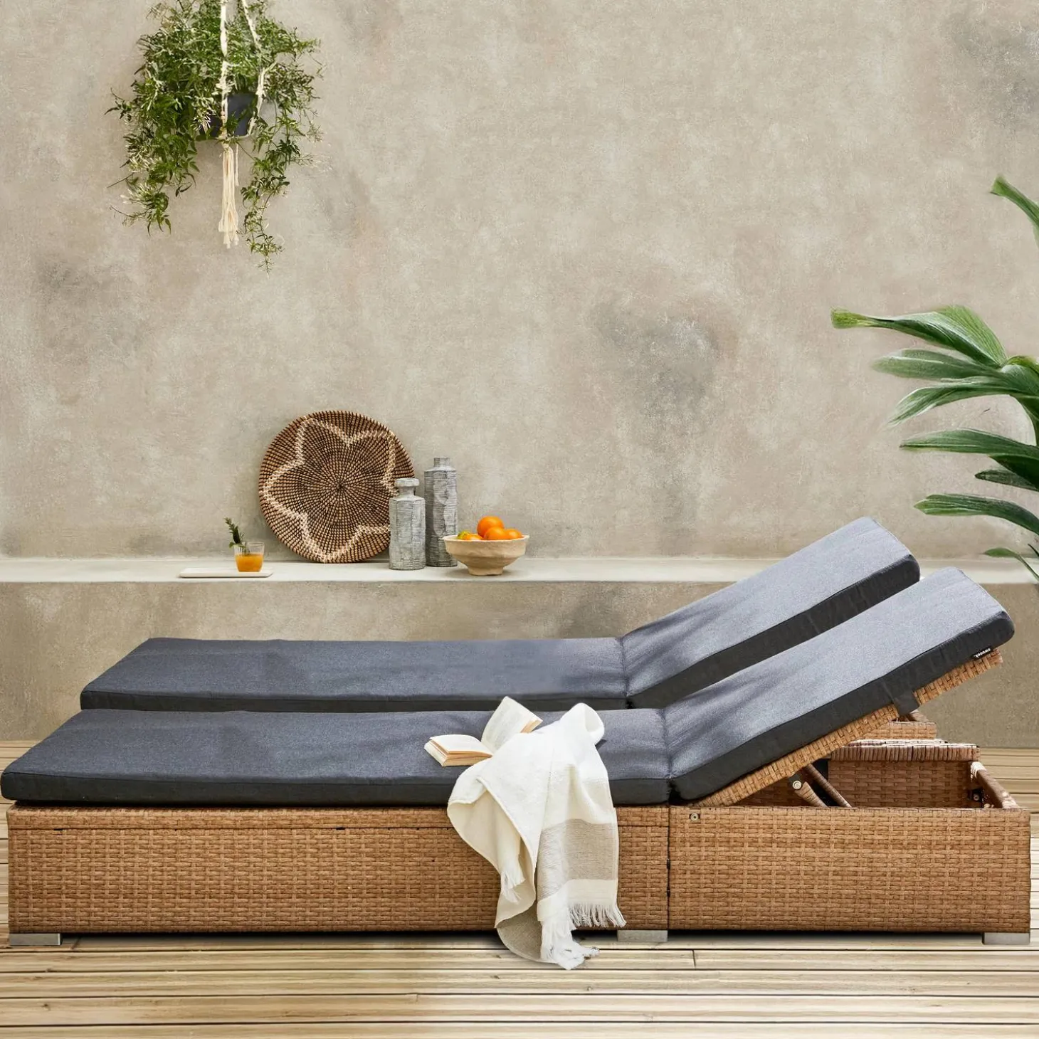 Polyester geweven hars ligstoel, multi-positie (set van 2)