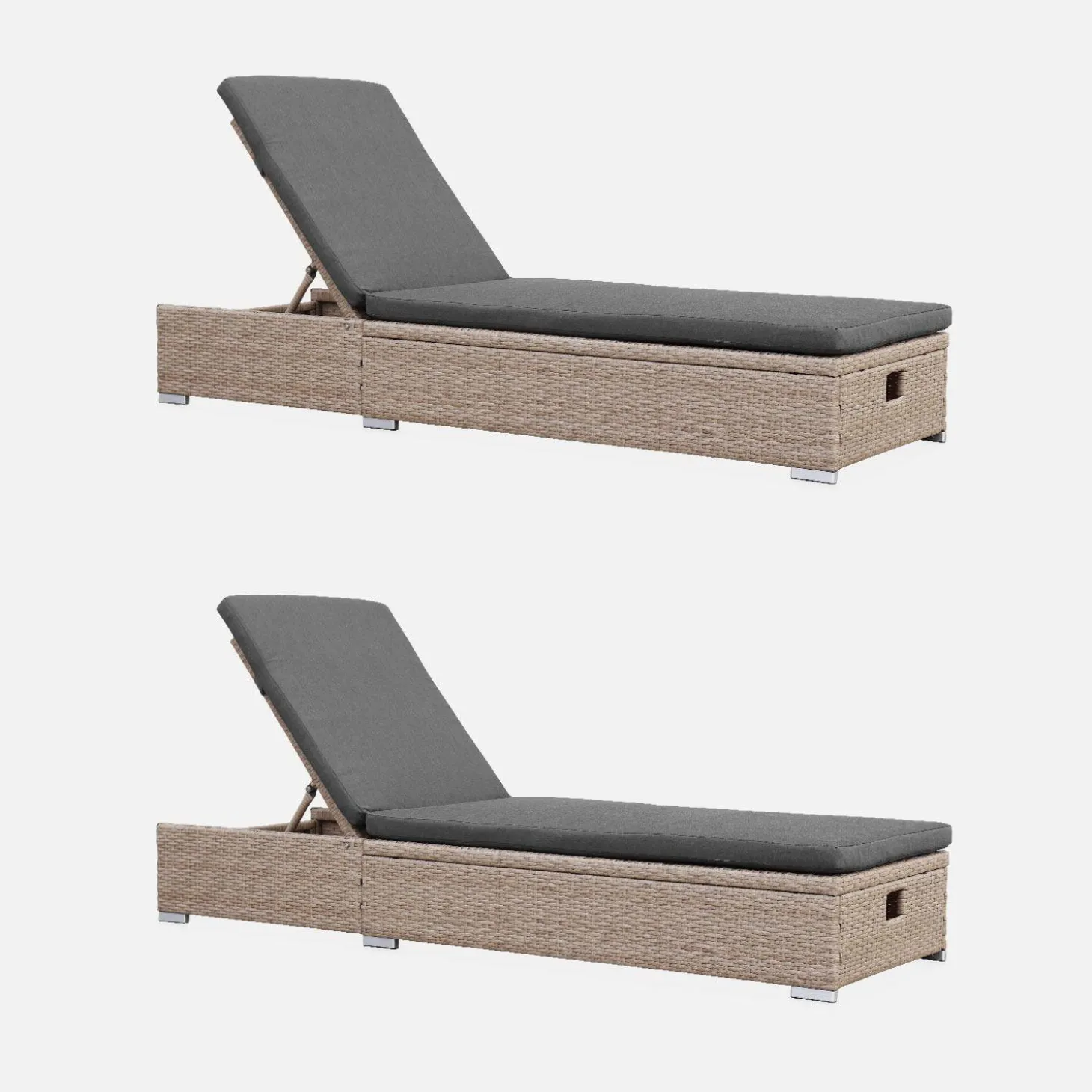 Polyester geweven hars ligstoel, multi-positie (set van 2)