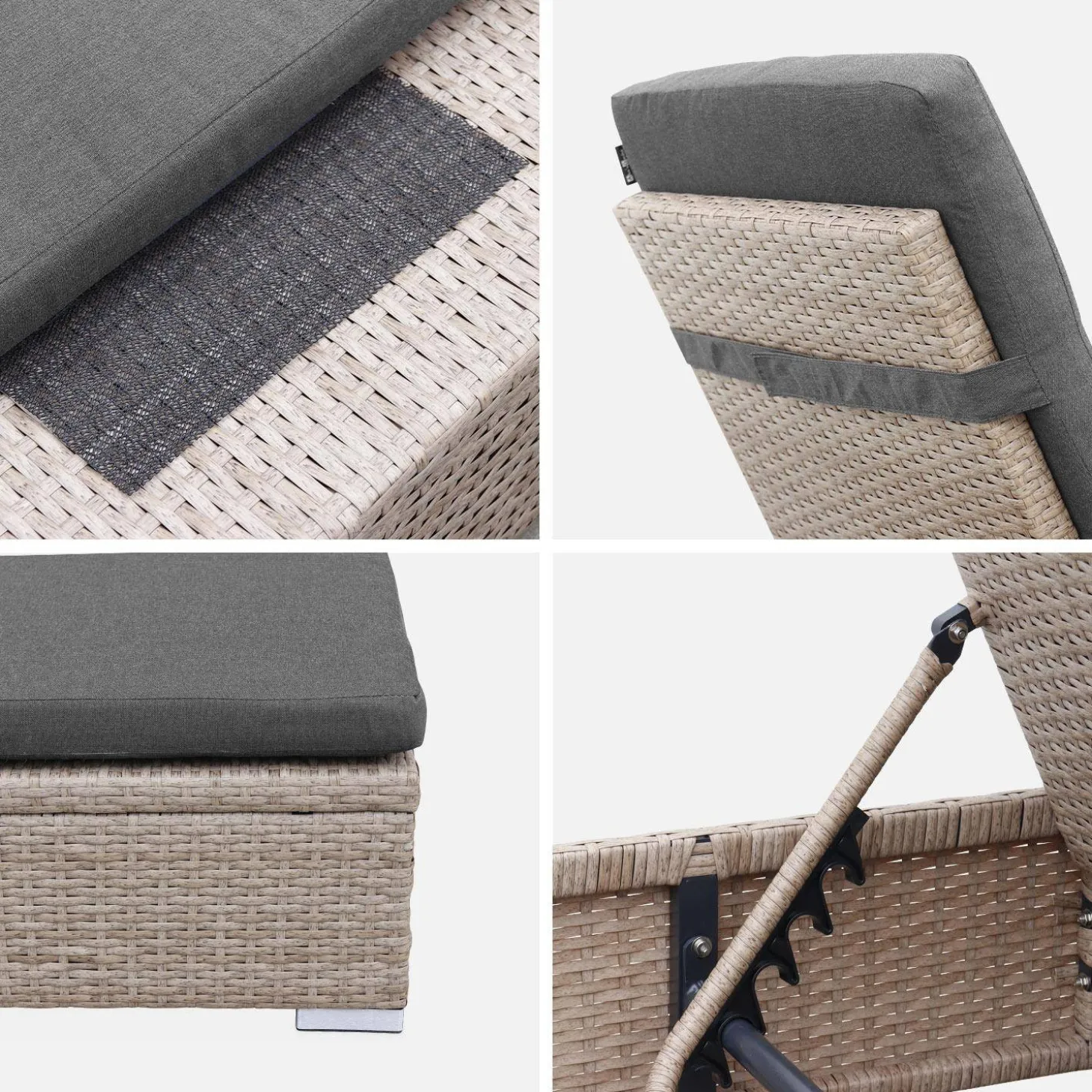 Polyester geweven hars ligstoel, multi-positie (set van 2)