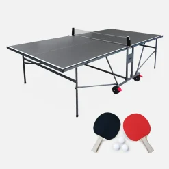 Premium outdoor tafeltennistafel met 2 rackets, 3 ballen en beschermhoes