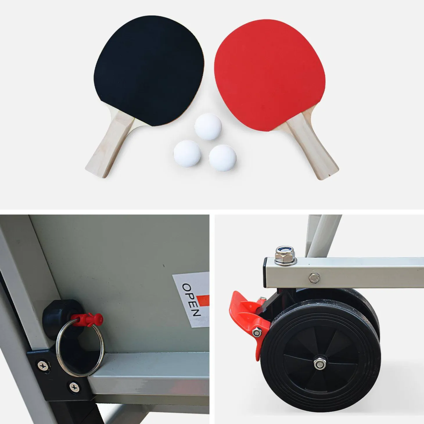 Premium tafeltennistafel voor buiten met 2 rackets en 3 ballen