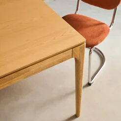 Rechthoekige eettafel van rubberhout en essenfineer 6 plaatsen