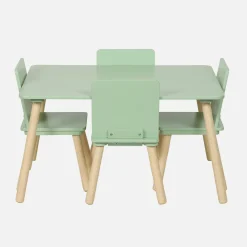 Rechthoekige kindertafel grenenhout 4 stoelen