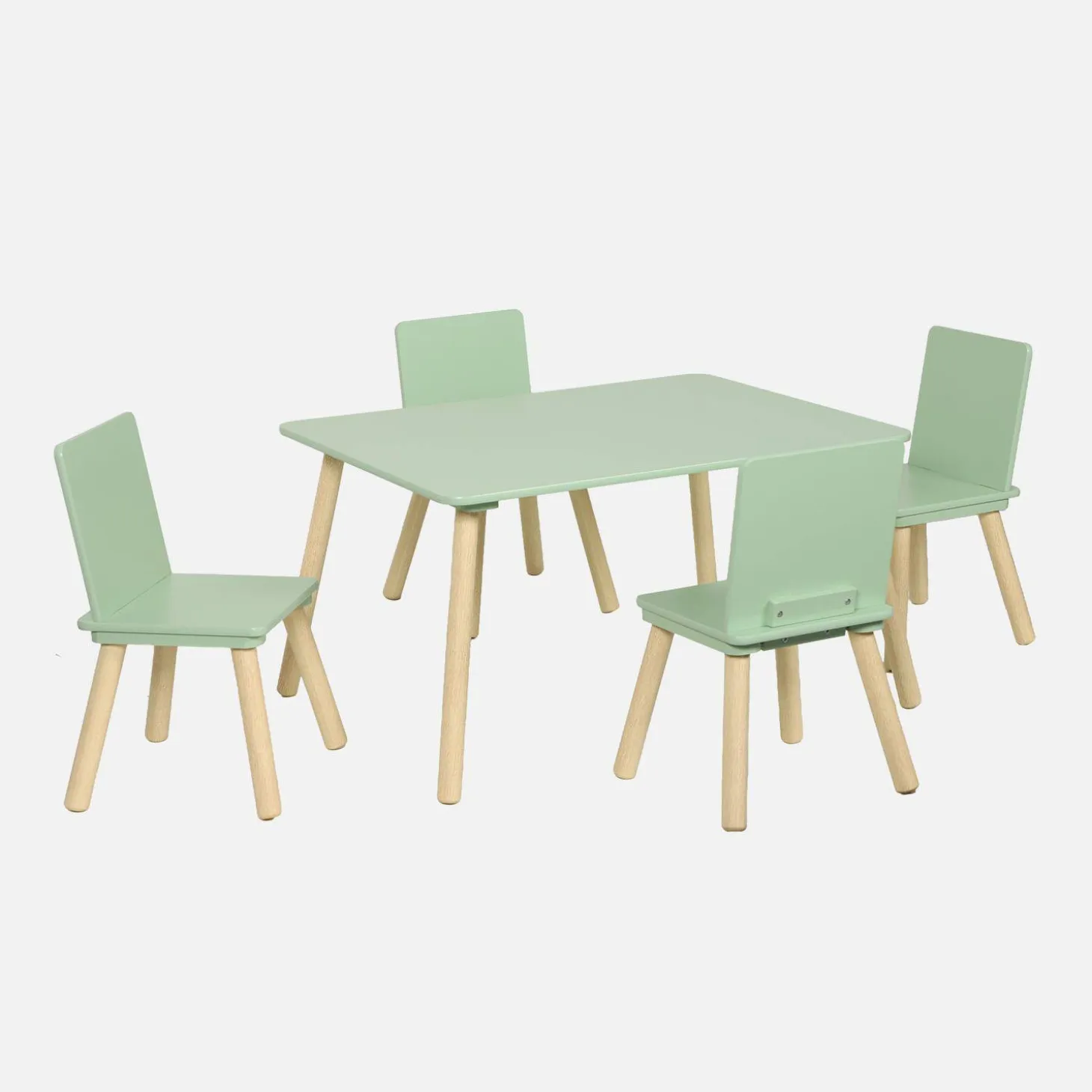 Rechthoekige kindertafel grenenhout 4 stoelen