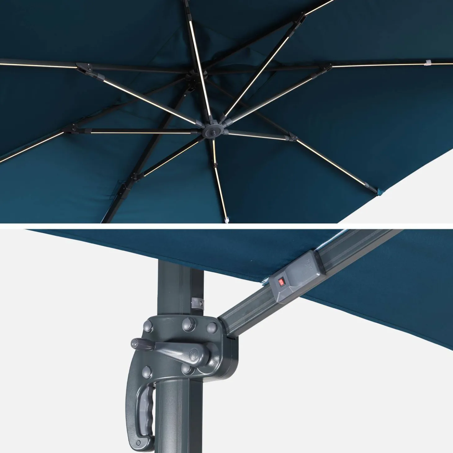 Rechthoekige LED parasol 3x3m met hoes