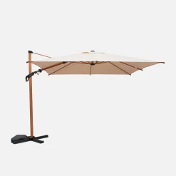 Rechthoekige parasol 3x4m, mast met houtlook