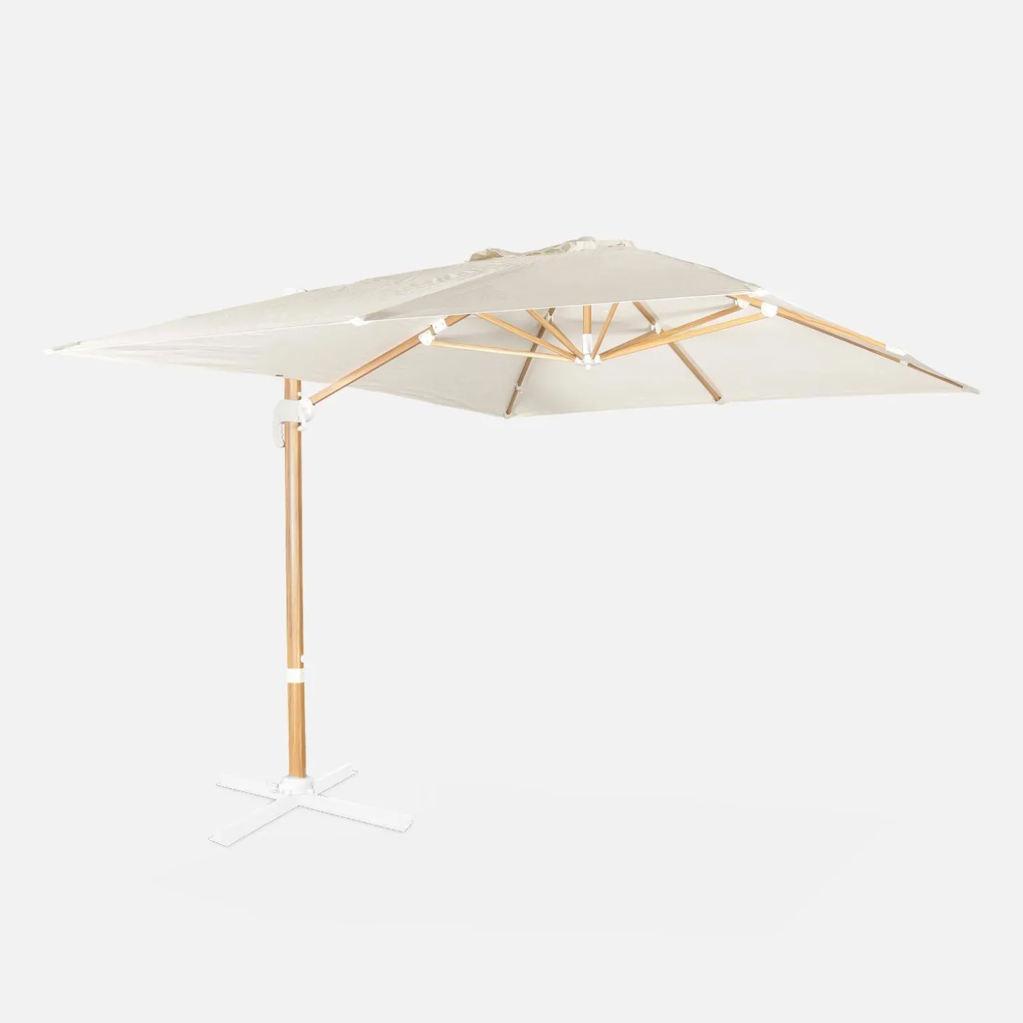 Rechthoekige parasol 3x4m, paal met houteffect