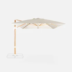 Rechthoekige parasol 3x4m, paal met houteffect