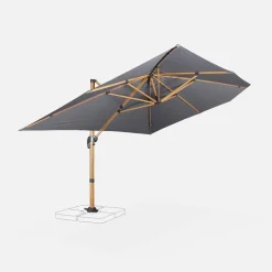 Rechthoekige parasol 3x4m, paal met houteffect