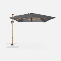 Rechthoekige parasol 3x4m, paal met houteffect