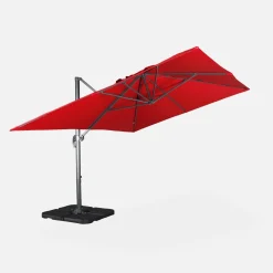 Rechthoekige parasol 3x4m + verzwaarde tegels 50x50cm