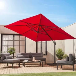 Rechthoekige parasol 3x4m + verzwaarde tegels 50x50cm