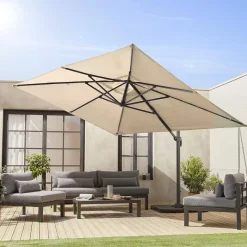 Rechthoekige parasol 3x4m + verzwaarde tegels 50x50cm