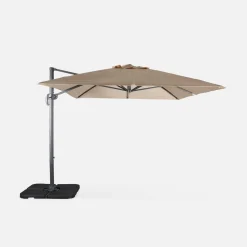 Rechthoekige parasol 3x4m + verzwaarde tegels 50x50cm